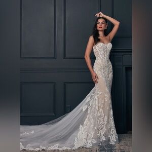 Calla Blanche ARIEL Bridal Wedding Gown Beaded Ivory/Light Nude in Size 2 XS SM